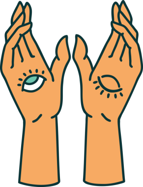 Bir insan tarafından çizilmiş mistik ellerin ikonik dövme şekli