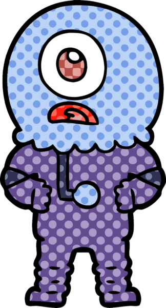 Çizgi film Tepegöz uzaylı uzay adamı bir insan tarafından çizildi.