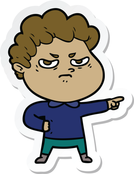 Bir insan tarafından çizilmiş kızgın bir adamın çıkartması.