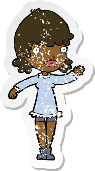 Bir insan tarafından çizilmiş bir karikatür kadının gerilmiş çıkartması.