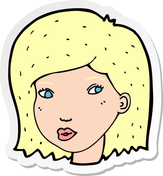 Bir insan tarafından çizilmiş karikatür kadın yüzü çıkartması.