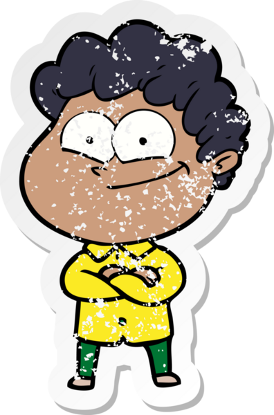 Bir insan tarafından çizilmiş mutlu bir adamın sıkıntılı çıkartması.