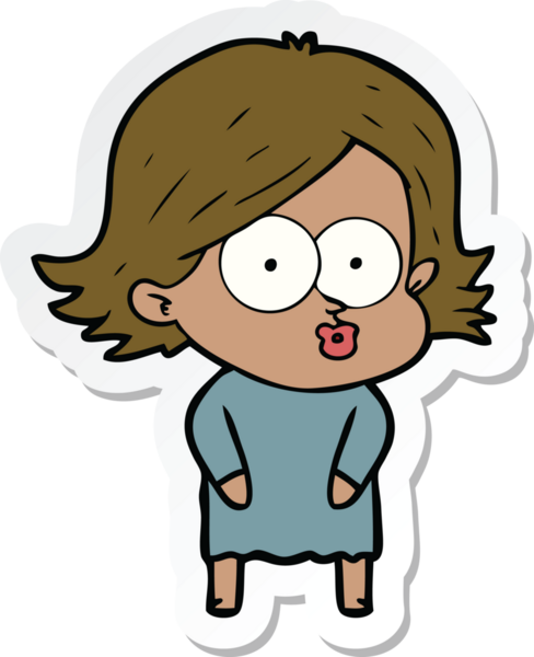 Bir insan tarafından çizilmiş somurtkan bir çizgi film kızının çıkartması.