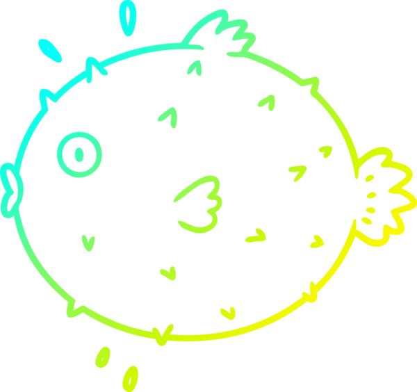 Bir insan tarafından çizilen kirpi balığının soğuk gradyan çizimi