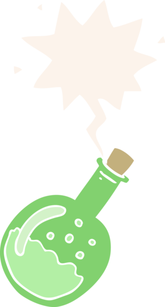 Konuşma baloncuğu olan karikatür iksiri bir insan tarafından çizilmiş