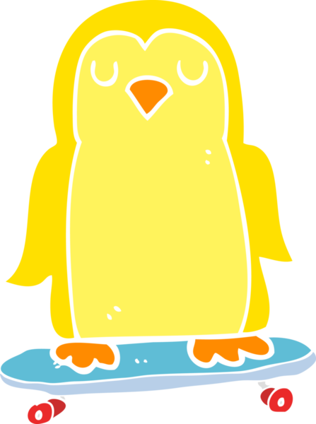 Bir insan tarafından çizilmiş kaykaydaki kuşun düz renk çizimi