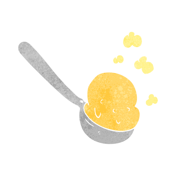 Bir insan tarafından çizilmiş el yazması çizgi film kepçesi dondurma.