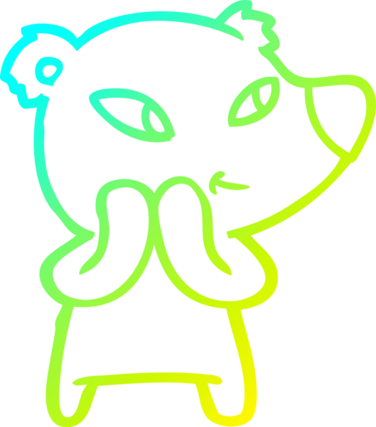 Bir insan tarafından çizilmiş şirin bir çizgi film ayısının soğuk gradyan çizgisi.