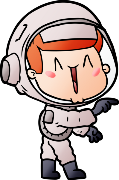 Bir insan tarafından çizilmiş mutlu astronot çizgi filmi.