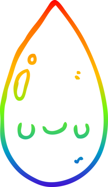 Gökkuşağı gradyan çizgi çizimi Bir insan tarafından çizilmiş şirin yağmur damlası