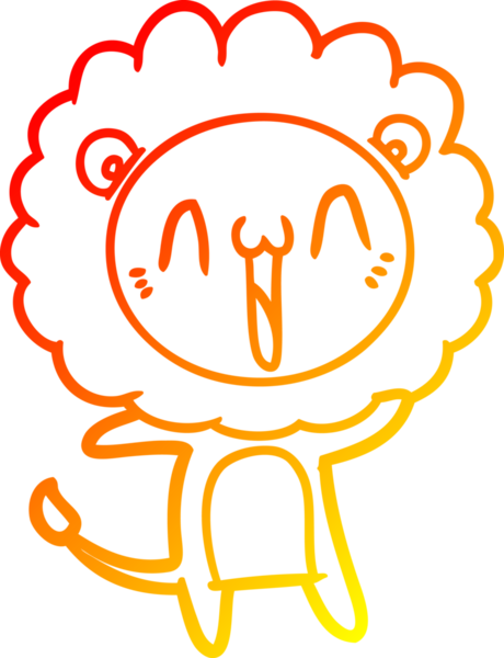 Bir insan tarafından çizilmiş mutlu çizgi film aslanının sıcak çizgi çizimi