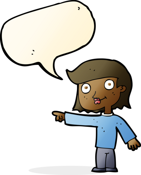 Bir insan tarafından çizilmiş konuşma balonlu bir çizgi film karakteri.