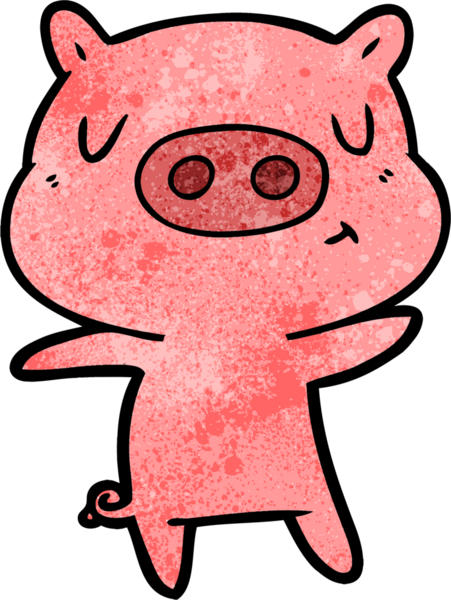 Bir insan tarafından çizilmiş çizgi film içerikli domuz.