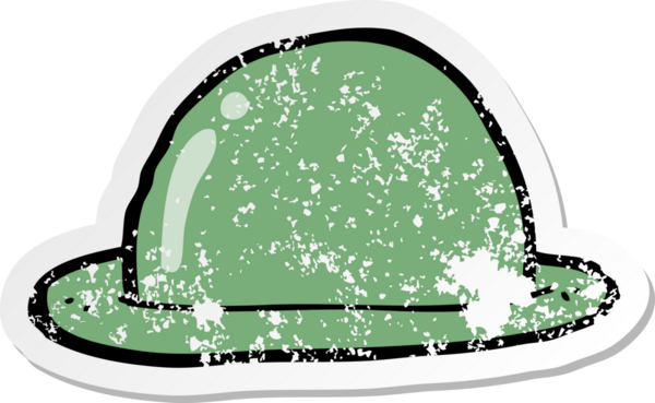 Bir insanın çizdiği çizgi film melon şapkasının sıkıntılı çıkartması.