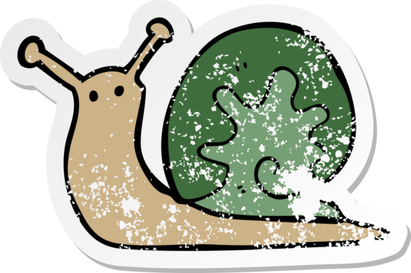 Bir insan tarafından çizilmiş karikatür salyangozunun sıkıntılı çıkartması.