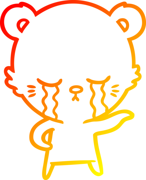 Bir insan tarafından çizilen ağlayan çizgi film kutup ayısının sıcak çizgi çizimi