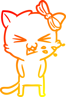 Bir insan tarafından çizilmiş çizgi film kedisinin sıcak çizgi çizimi