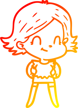 Bir insan tarafından çizilmiş, karikatür dostu bir kız çizimi.