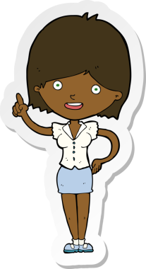 Bir insan tarafından çizilmiş fikri olan bir karikatür kadının çıkartması.