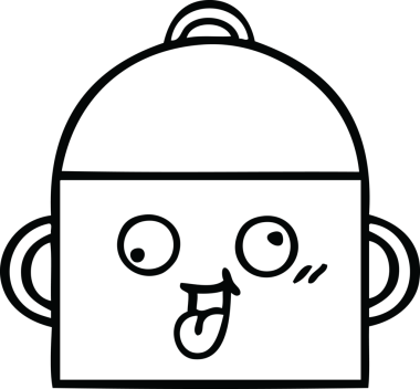 Bir insan tarafından çizilmiş bir tencere karikatürü.