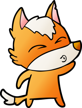 Bir insan tarafından çizilmiş tilki çizgi film karakteri