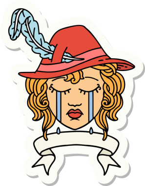 Ağlayan bir insan şairin çıkartması. Bir insan tarafından çizilmiş pankartıyla.