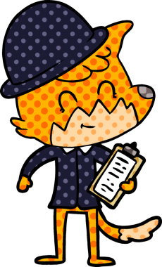 Bir insan tarafından çizilmiş çizgi film arkadaş canlısı tilki yöneticisi.