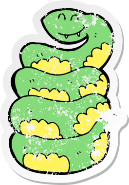 Bir insan tarafından çizilmiş çizgi film yılanının sıkıntılı çıkartması.