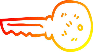 Bir insan tarafından çizilen altın anahtarın sıcak çizgi çizimi