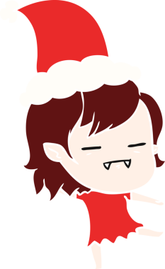 Bir insan tarafından çizilmiş Noel Baba şapkası giyen ölümsüz bir vampirin el resmi.