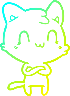 Bir insan tarafından çizilen mutlu çizgi bir kedinin soğuk gradyan çizimi