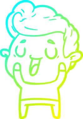 Bir insan tarafından çizilmiş mutlu bir çizgi film karakteri çizimi.