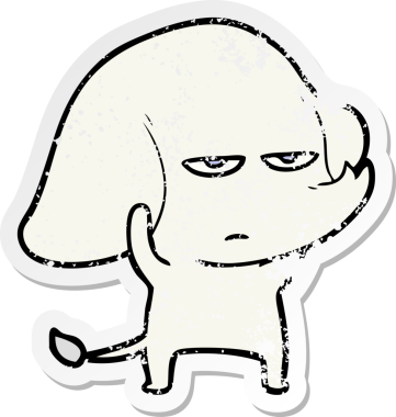 Bir insan tarafından çizilmiş kızgın bir fil çıkartması.