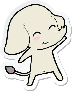 Bir insan tarafından çizilmiş şirin bir fil çıkartması.