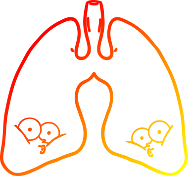 Bir insan tarafından çizilmiş bir karikatür akciğerinin sıcak gradyan çizimi