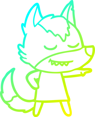 Dost canlısı bir kurt kızın insan tarafından çizilmiş soğuk çizgi çizgisi.