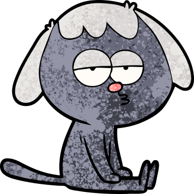 Bir insan tarafından çizilmiş yorgun bir köpek.