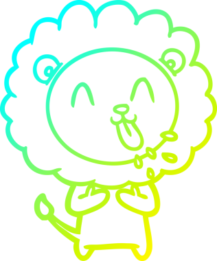 Bir insan tarafından çizilmiş mutlu çizgi film aslanı çizimi.