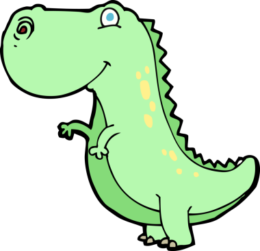 Bir insan tarafından çizilmiş karikatür dinozor.