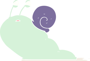 Bir insan tarafından çizilmiş düz renk çizgi film sümüklüböceği