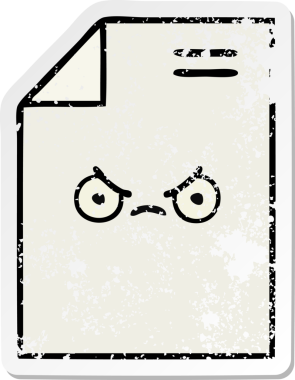 Bir insan tarafından çizilmiş sevimli bir karikatür kağıdının sıkıntılı çıkartması.