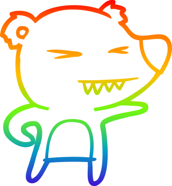 Bir insan tarafından çizilmiş kızgın ayı karikatürünün gökkuşağı gradyanı