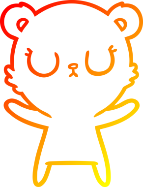 Bir insan tarafından çizilmiş barışçıl bir ayının sıcak çizgi çizgisi.