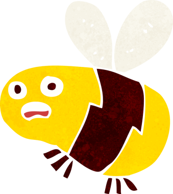 Bir insan tarafından çizilmiş çizgi film arısı.