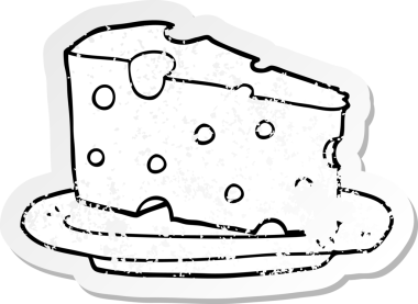 Bir insan tarafından çizilmiş tabağa çizilmiş karikatür peyniri etiketi.