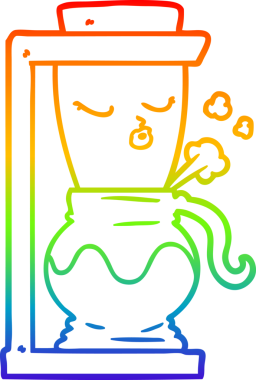 Bir insan tarafından çizilmiş çizgi film filtresi kahve makinesinin gradyan çizimi.