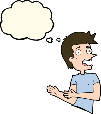 Bir insan tarafından çizilmiş düşünce baloncuğu olan stresli bir adam.