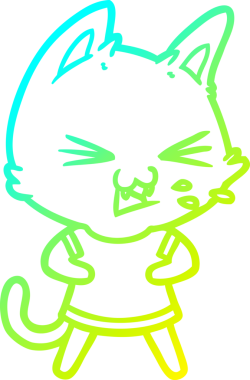 Bir insan tarafından çizilen çizgi film kedisinin soğuk gradyan çizimi