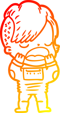 Bir insan tarafından çizilmiş, uzay giysili havalı bir hipster kız çizgi çizimi.