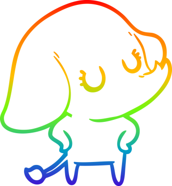 Gökkuşağı gradyan çizgisi bir insan tarafından çizilmiş şirin bir fil çizimi